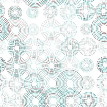 Abstract futuristic seamless pattern, blue circles on white background. Vector Stock Illustration