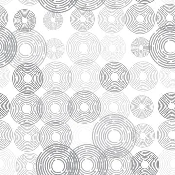 Abstract futuristic seamless pattern, gray circles on white background. Vector Stock Illustration