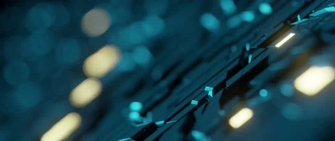 Abstract futuristic server mainframe deep blue bokeh blurred backdrop Stock Footage 150745550