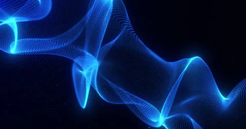 Abstract futuristic shape from waves with animation of moving particles, tech Stock Footage 240632007