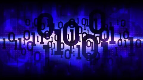 Abstract futuristic shining cyberspace with binary code, cloud of big data Stockillustratie