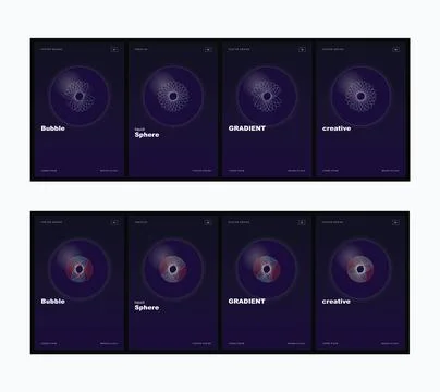 Abstract Futuristic Sphere Poster Design Set Stock Illustration