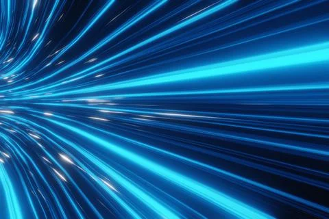 Abstract futuristic stream Digital data neon speed motion Glowing light trail Stock Illustration