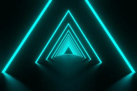 Abstract futuristic stream Digital data neon Glowing light triangle Tunnel ba イラスト素材