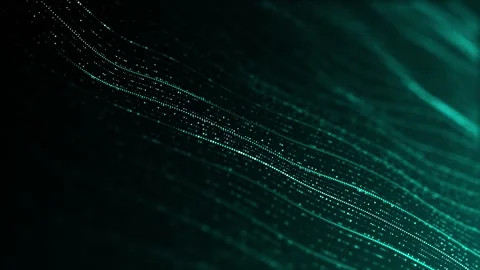 Abstract futuristic stream of flowing data particles in dark digital space .. Stock Footage 327541574
