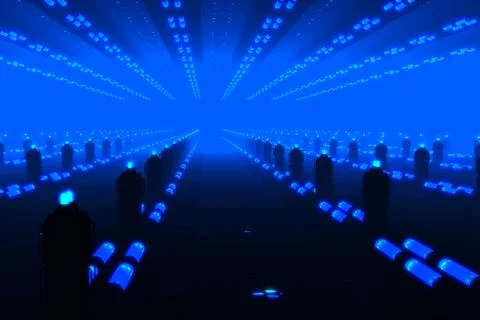 Abstract futuristic surface, endless corridor 3d illustration 스톡 일러스트