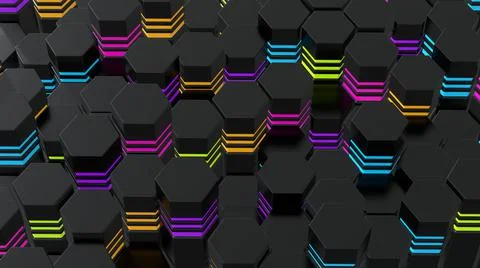 Abstract of futuristic surface hexagon pattern with light rays. Modern wallpa Stock Illustration