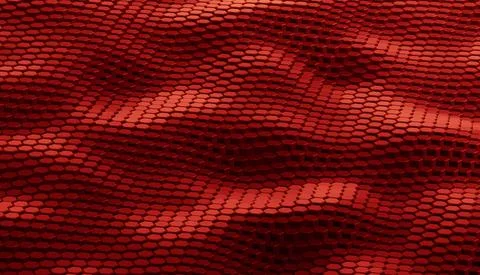 Abstract futuristic surface hexagon pattern with red light rays Stock Illustration