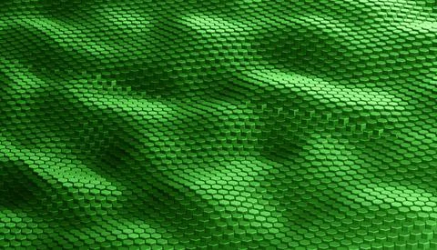 Abstract futuristic surface hexagon pattern with green light rays Stock Illustration