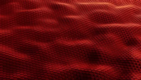 Abstract futuristic surface hexagon pattern with red light rays Illustrazione stock