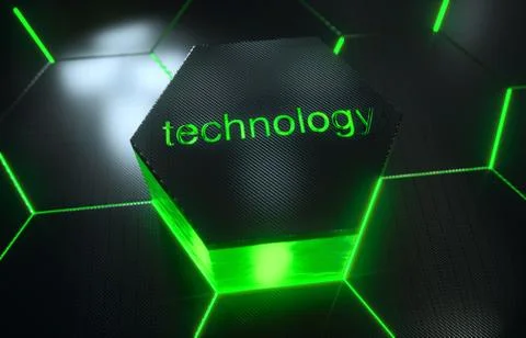 Abstract futuristic surface hexagon pattern with light rays Stock Photos