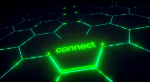 Abstract futuristic surface hexagon pattern with light rays Stock Photos