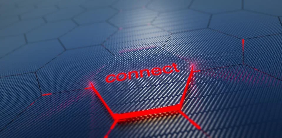 Abstract futuristic surface hexagon pattern with light rays Stock Photos
