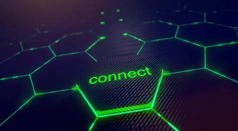 Abstract futuristic surface hexagon pattern with light rays Stock Photos