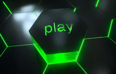 Abstract futuristic surface hexagon pattern with light rays Stock Photos