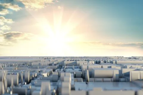 Abstract futuristic surface of a spaceship with dramatic sunrise Stock Illustration