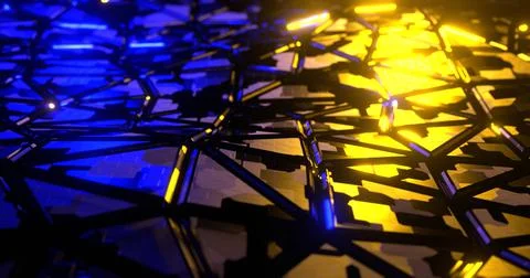 Abstract of futuristic surface triangular pattern with light rays. Modern wal 스톡 일러스트