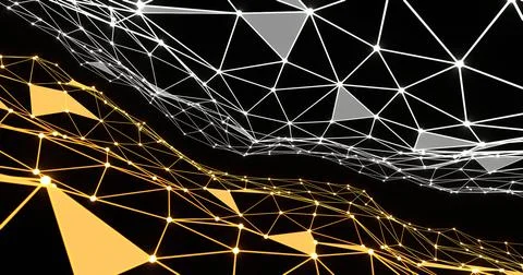 Abstract of futuristic surface triangular pattern with light rays. Modern wal Stock Illustration