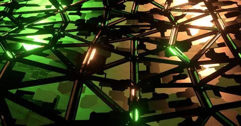 Abstract of futuristic surface triangular pattern with light rays. Modern wal Stock Illustration