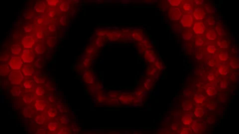 Abstract futuristic tech motion background with red glowing honeycomb pattern Video stock 337461672