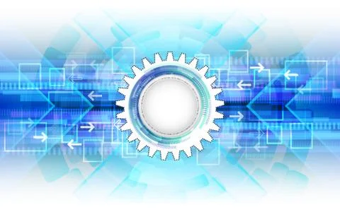 Abstract futuristic technological background with various technology elements Illustrazione stock