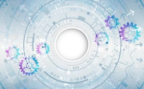 Abstract futuristic technological background with various technology elements Stock Illustration