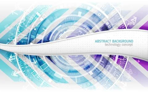 Abstract futuristic technological background with various technology elements Stock Illustration
