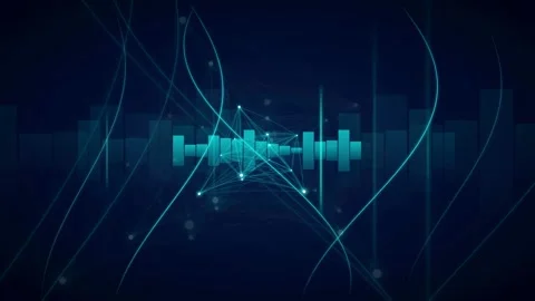 Abstract Futuristic Technology Background with Audio Equalizer and Network Stock Footage 341070862