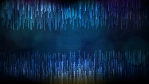 Abstract futuristic technology background of blue random bar city block data Stock Illustration