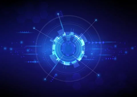 Abstract futuristic technology background. Digital circuit line and curve pol Stock Illustration