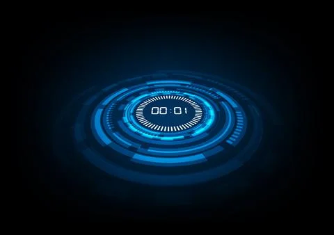 Abstract Futuristic Technology Background with Digital number timer concept. Illustrazione stock