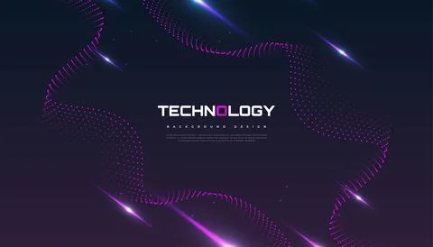 Abstract Futuristic Technology Background with Dotted Wave and Rays Effect Stock Illustration