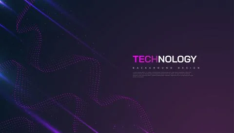 Abstract Futuristic Technology Background with Dotted Wave and Rays Effect Stock Illustration