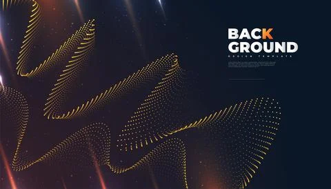 Abstract Futuristic Technology Background with Dotted Wave and Rays Effect Stock Illustration