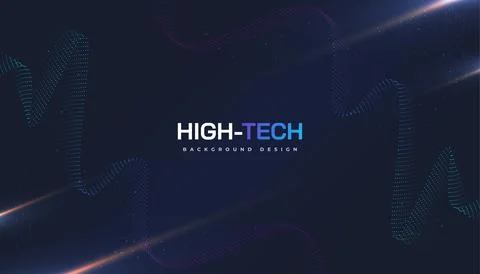 Abstract Futuristic Technology Background with Dotted Wave and Rays Effect 스톡 일러스트