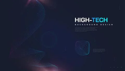 Abstract Futuristic Technology Background with Dotted Wave and Rays Effect 스톡 일러스트