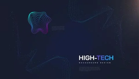Abstract Futuristic Technology Background with Dotted Wave and Rays Effect 스톡 일러스트
