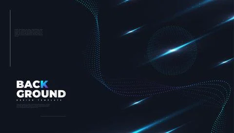 Abstract Futuristic Technology Background with Dotted Wave and Rays Effect 스톡 일러스트