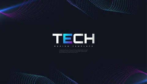 Abstract Futuristic Technology Background with Dotted Wave and Rays Effect Stock Illustration