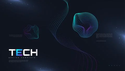 Abstract Futuristic Technology Background with Dotted Wave and Rays Effect 스톡 일러스트