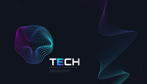 Abstract Futuristic Technology Background with Dotted Wave and Rays Effect 스톡 일러스트