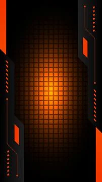 Abstract futuristic technology background with glowing orange grid and dark.. イラスト素材