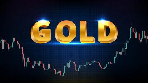 Abstract futuristic technology background of gold online futures and market g Stock Illustration