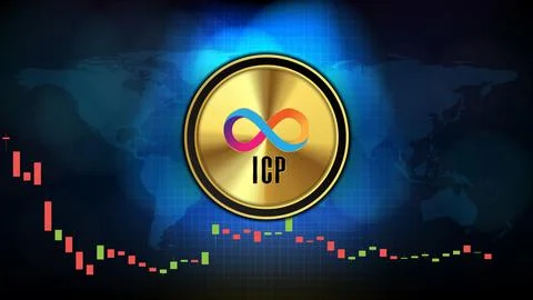 Abstract futuristic technology background of Internet Computer (ICP) Price gr Illustrazione stock