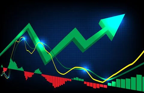 Abstract futuristic technology background of MACD oscillator market graph vol イラスト素材