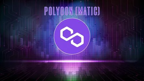 Abstract futuristic technology background of Polygon (MATIC) Price graph Char Stock Illustration