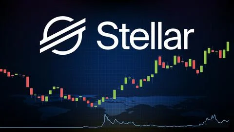 Abstract futuristic technology background of Stellar (XLM) Price Chart coin d Stock Illustration
