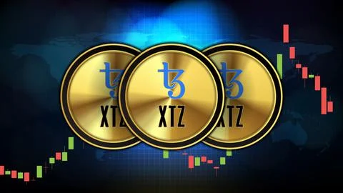 Abstract futuristic technology background of Tezos (XTZ) Price graph Chart co イラスト素材