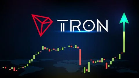 Abstract futuristic technology background of TRON (TRX) Price graph Chart coi イラスト素材