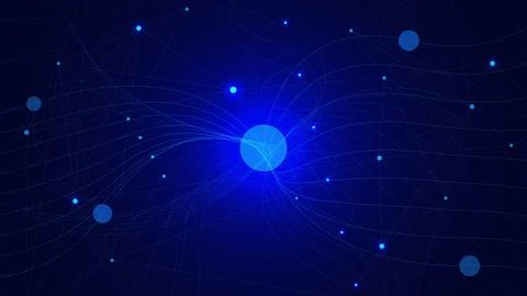 Abstract futuristic technology with glowing particles and wave Stock Illustration
